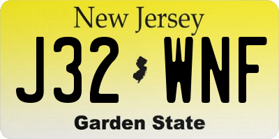 NJ license plate J32WNF