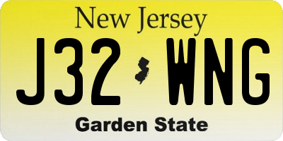 NJ license plate J32WNG