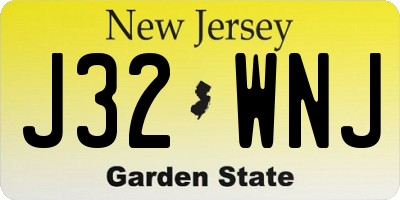 NJ license plate J32WNJ