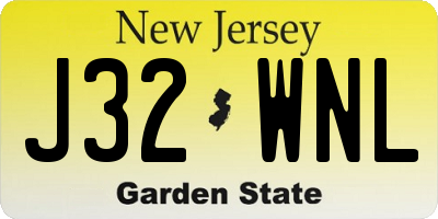 NJ license plate J32WNL