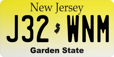 NJ license plate J32WNM