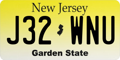 NJ license plate J32WNU