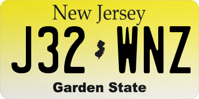 NJ license plate J32WNZ