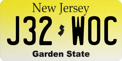 NJ license plate J32WOC