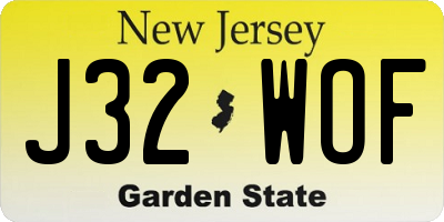 NJ license plate J32WOF