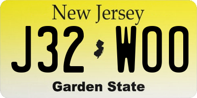 NJ license plate J32WOO