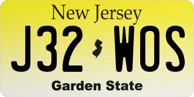 NJ license plate J32WOS