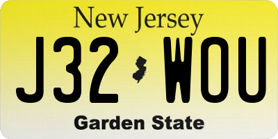 NJ license plate J32WOU