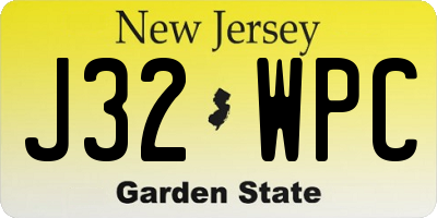 NJ license plate J32WPC