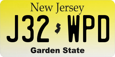 NJ license plate J32WPD