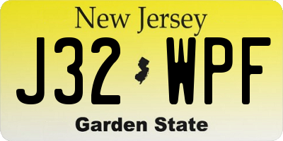 NJ license plate J32WPF