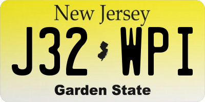 NJ license plate J32WPI