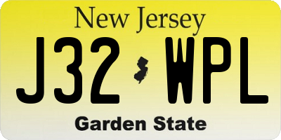 NJ license plate J32WPL