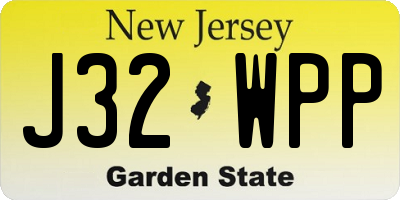 NJ license plate J32WPP
