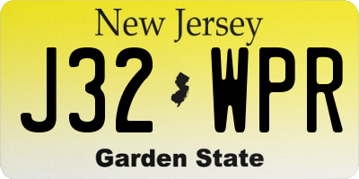NJ license plate J32WPR
