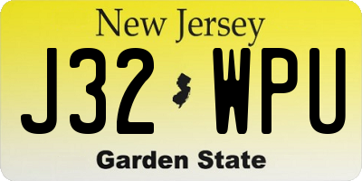 NJ license plate J32WPU