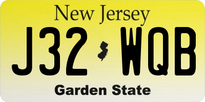 NJ license plate J32WQB