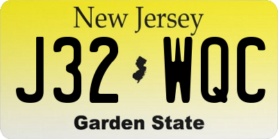 NJ license plate J32WQC