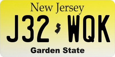 NJ license plate J32WQK