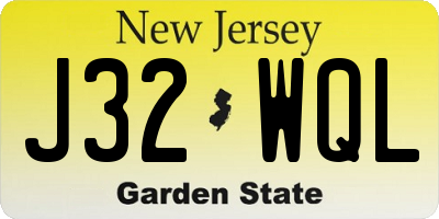 NJ license plate J32WQL