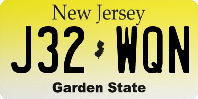 NJ license plate J32WQN