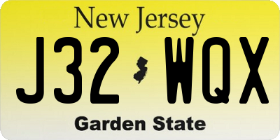 NJ license plate J32WQX