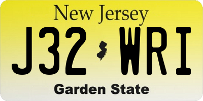 NJ license plate J32WRI