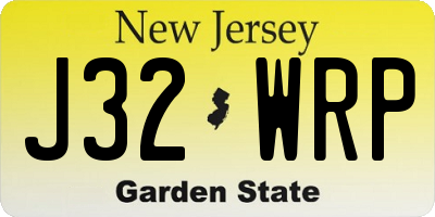 NJ license plate J32WRP