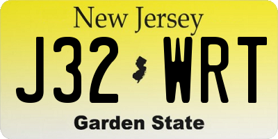 NJ license plate J32WRT