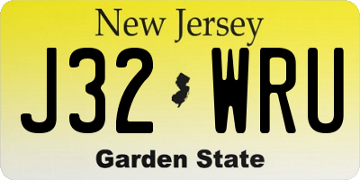 NJ license plate J32WRU