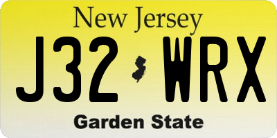NJ license plate J32WRX