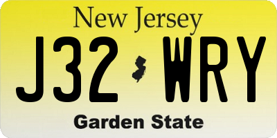 NJ license plate J32WRY