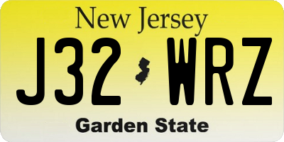 NJ license plate J32WRZ