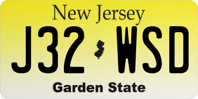 NJ license plate J32WSD