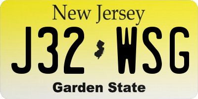 NJ license plate J32WSG