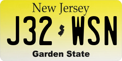 NJ license plate J32WSN