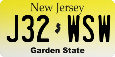 NJ license plate J32WSW