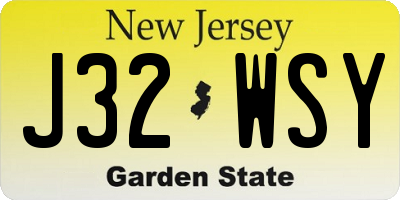 NJ license plate J32WSY