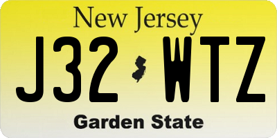 NJ license plate J32WTZ