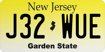 NJ license plate J32WUE