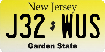 NJ license plate J32WUS