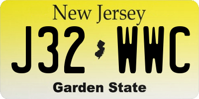 NJ license plate J32WWC