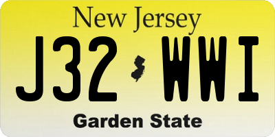 NJ license plate J32WWI