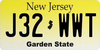 NJ license plate J32WWT