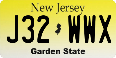 NJ license plate J32WWX