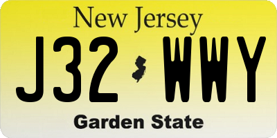 NJ license plate J32WWY