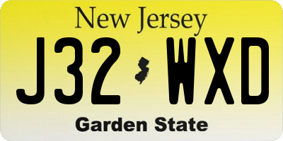 NJ license plate J32WXD