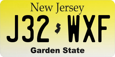 NJ license plate J32WXF