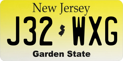 NJ license plate J32WXG