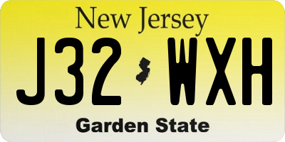 NJ license plate J32WXH